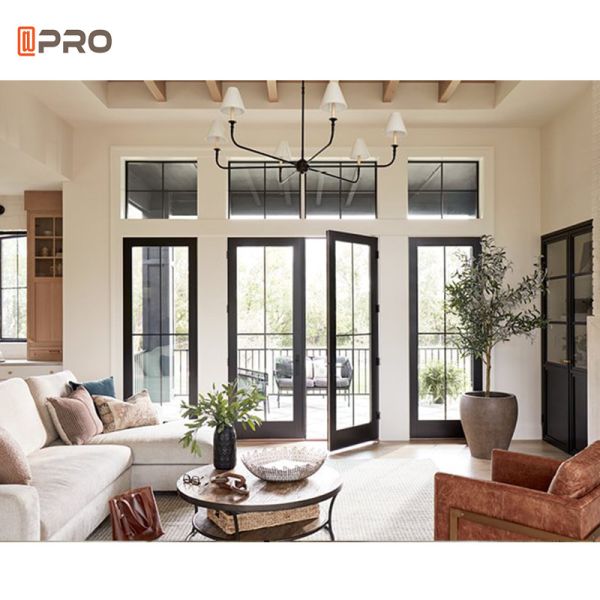 6063 Aluminium Hinged Doors Customize Entry Panoramic Swing Door With Lock