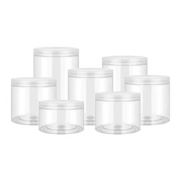 1oz 2oz 4oz 8oz Clear Plastic Jars Food Storage PET Straight Sided With Aluminum Caps