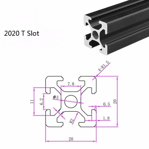 20*20 Profile de aluminio industrial de extrusión de aluminio V Profiles de aluminio de ranura