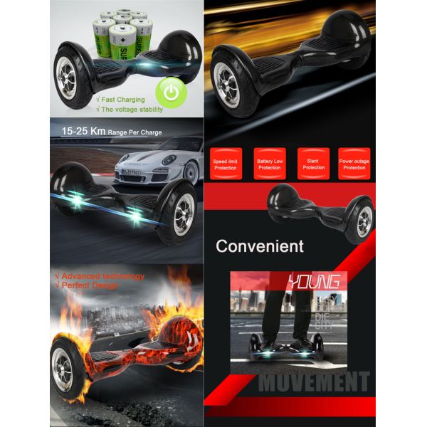 10 Inch Electric Self Balancing Scooter , 36V700W 25Km Two Wheel Battery Scooter