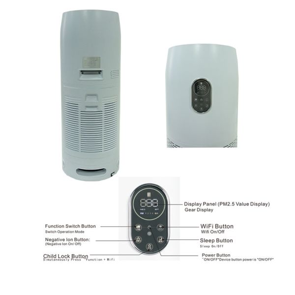 300*310*810mm PM2.5 0.3 Micron Tuya Air Purifier