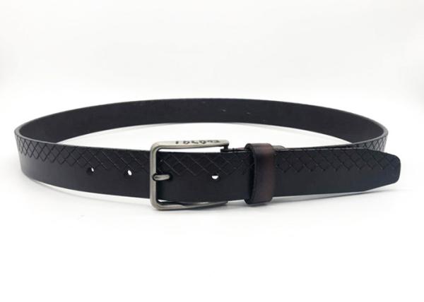 Brushed Gunmetal Diamond Embossed Belt Casual Jeans Belt For Men 1-1/4 Inches