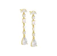Religious Inspiration S925 Sterling Silver Gemstone Drop Earrings in 18K Gold Plating
