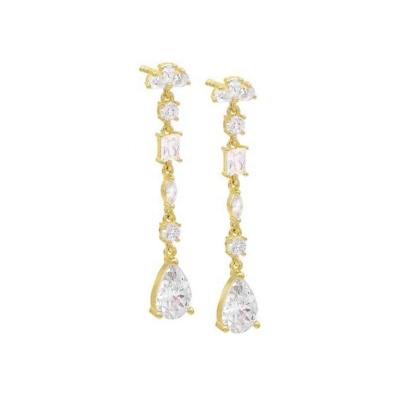 Religious Inspiration S925 Sterling Silver Gemstone Drop Earrings in 18K Gold Plating