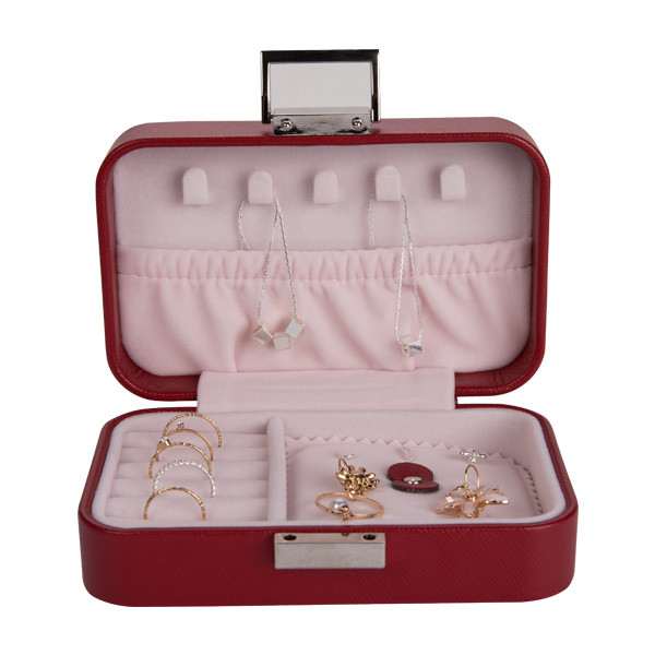 Handmade Portable Travel Jewelry Box Square Shape Suitcase Design For Retail