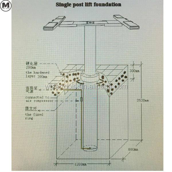 Hydraulic Ground Hidden Design Single Post Car Lift For 3500kg Vehicles