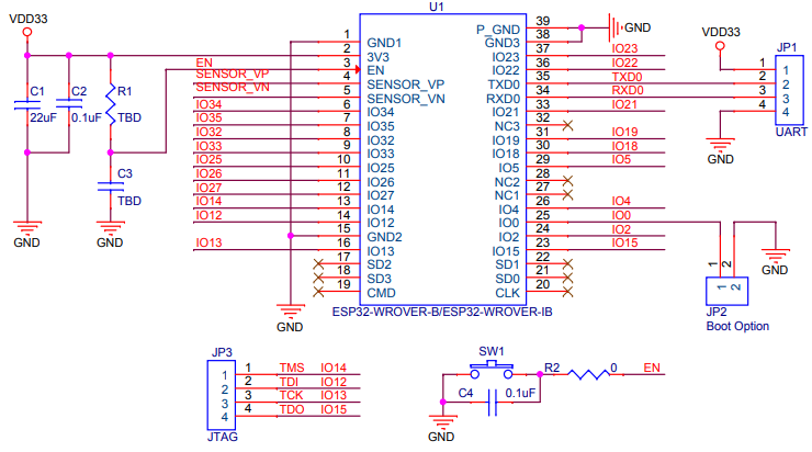 Модуль беспроводной связи ESP32-WROVER-B 64 Мбит Модуль MCU WiFi-BT-BLE