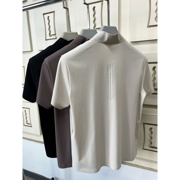 Men High Neck Short Sleeve Shirts Stretch Quick Dry and Breathable Fabric for Outdoor Sport T-shirt