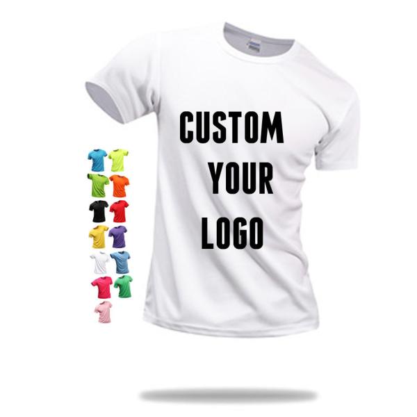 Polyester Cotton 180gsm Quick Dry Unisex T-shirt Men's Short Sleeve Solid Pullover Crewneck Sports Election Promotion