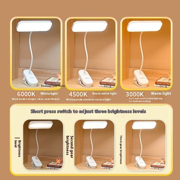 Modern Touch Table Lamps with Flexible Clip Dimming Desk Lamp-Battery Powered for Reading & Study Decorative Clamps