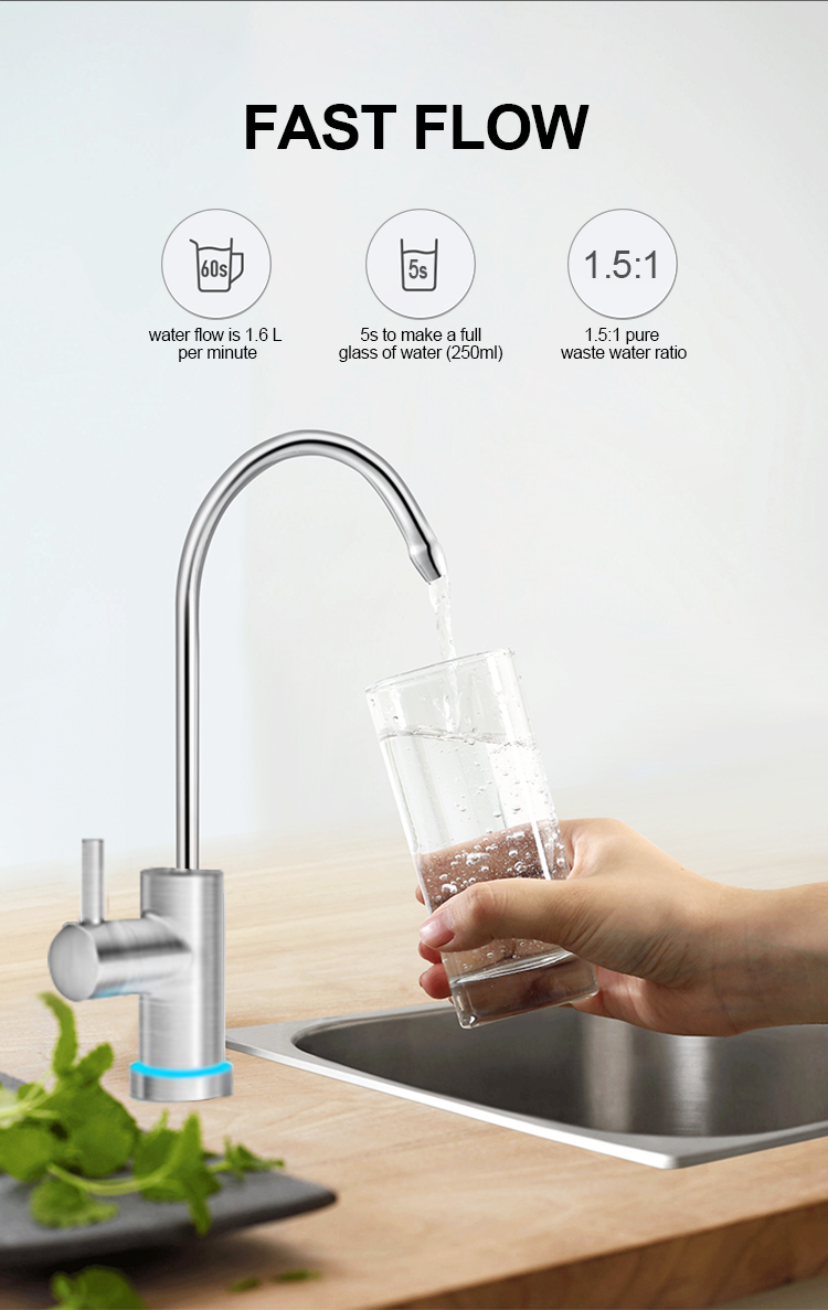 600G Reverse Osmosis Alkaline Water Filter Life Reminder TDS Display Drinking Water Water Purifier