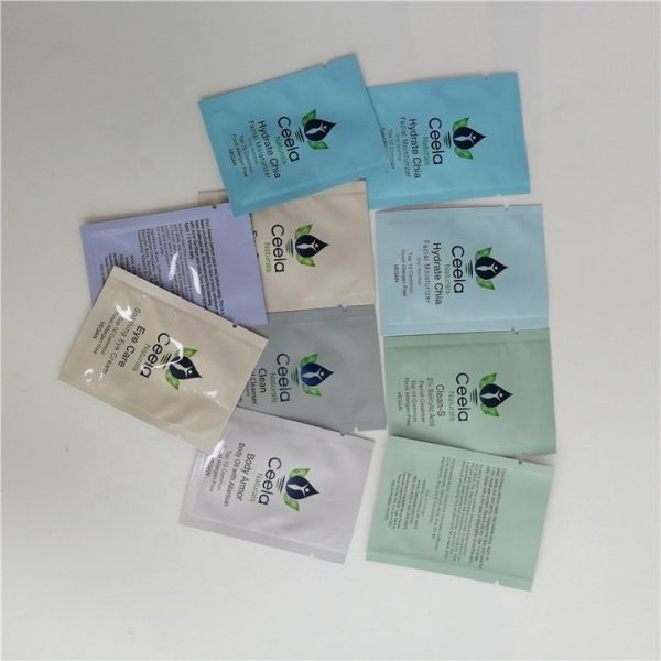 Cosmetic 3 Side Seal Sample Bag Aluminum foil sample sachets cream cosmetics packaging bags