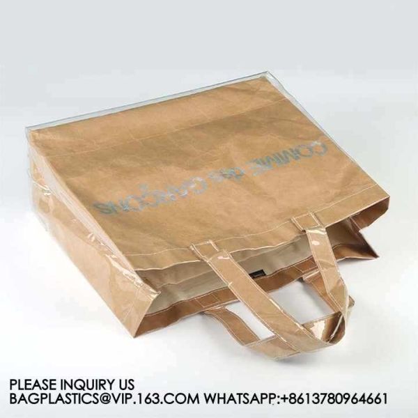 Heavy Duty Sustainable Recyclable Custom Logo Dopont Tyvek PVC Washable Shopping Beach Tote Paper Grocery Bags