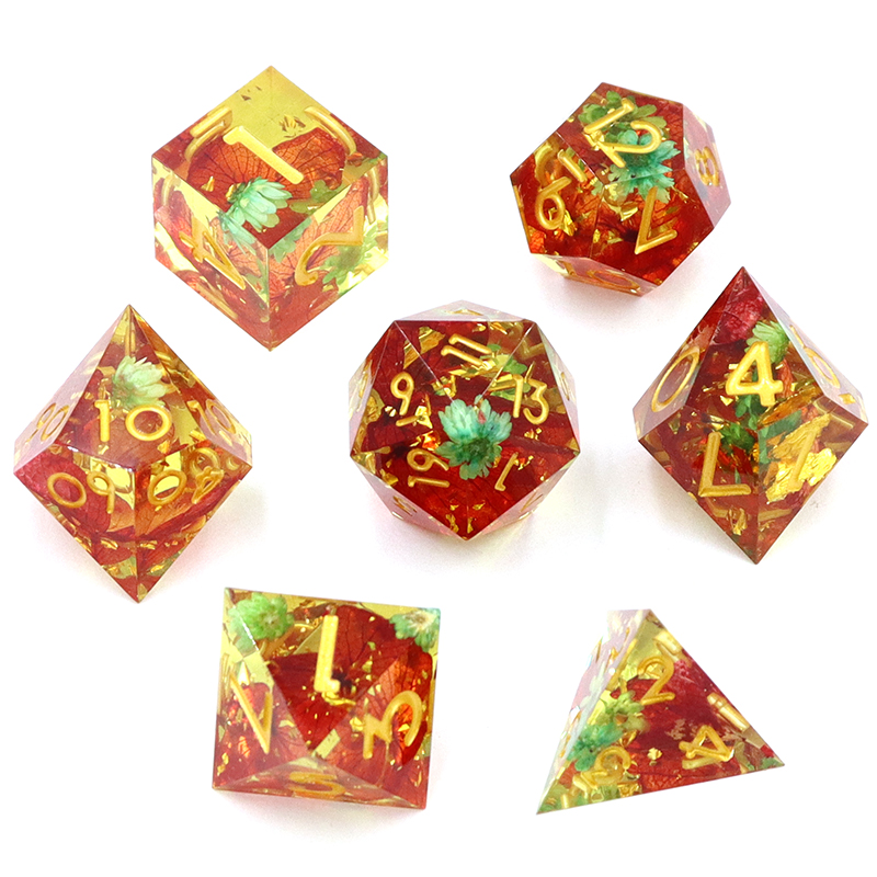 Customized Color and Logo Printed 7 RPG Polyhedral Resin Dice Set for DND Games