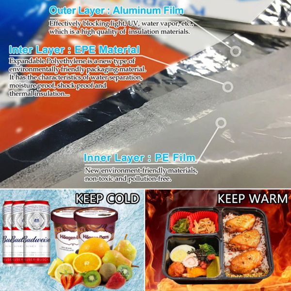 Водоустойчивое изолированное холодное VMPET термальное горячее кладет размер в мешки 41*49cm