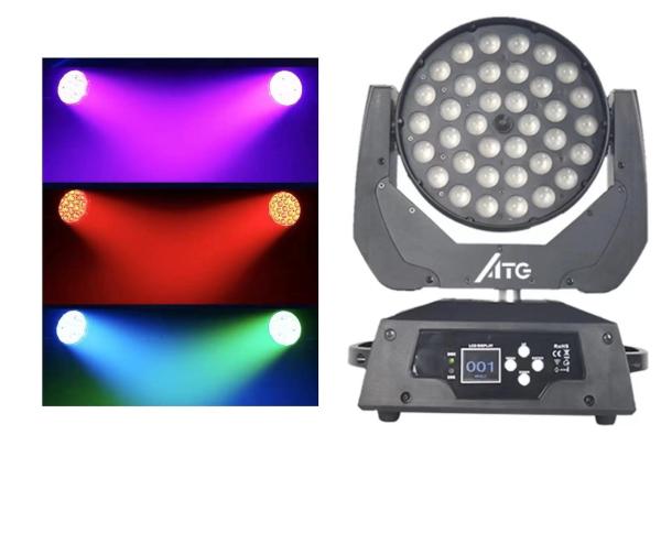 80 Ra Color Rendering Index Stage Lighting 36x10W RGBW 4-in-1 Zoom Wash Moving Head Light