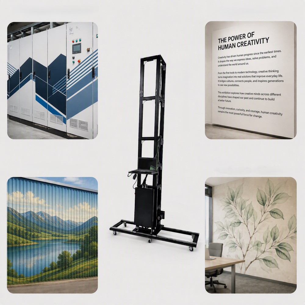 Uneven Surface 3D Vertical Wall Printer CMYK+W Ink for Cabinet Furniture Mural Art Unlimited Width