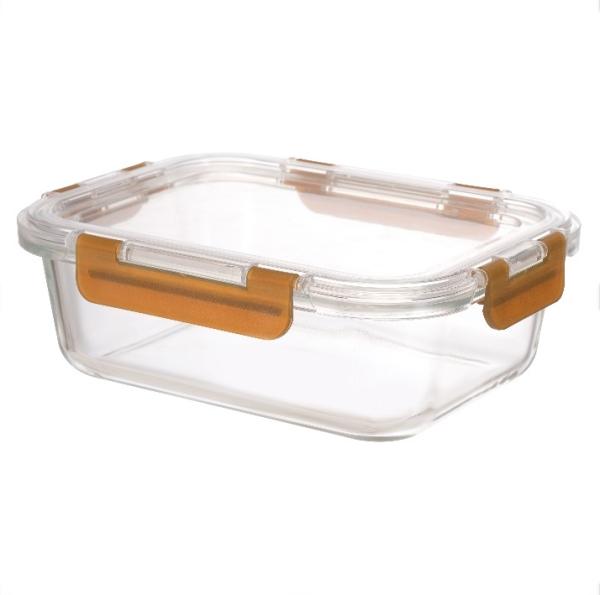 1050ml 1800ml Rectangular Glass Food Container With Detachable Snaps Liquid Silicone Lid