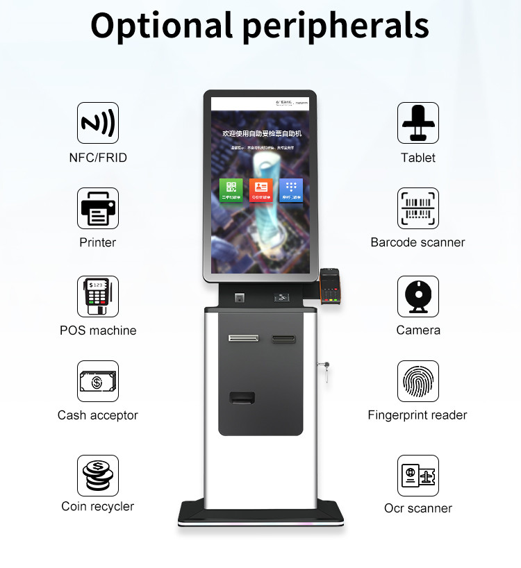 Validator монетки платежа наличными киоска торгового автомата билета обслуживания собственной личности 24 дюйма