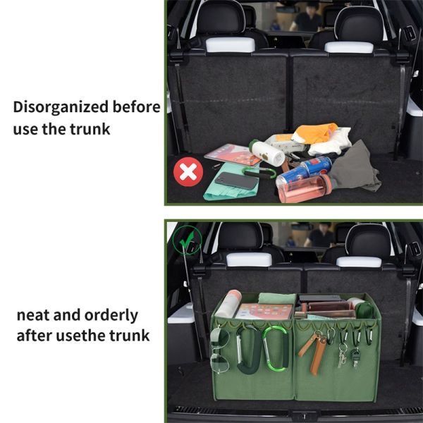 Collapsible Trunk Storage Tote Luggage Storage For Suv Two Compartments Foldable 36x4x9