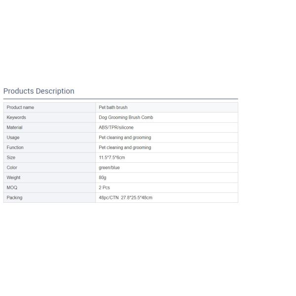 ABS Pet Wash Brush  Bath Massage Brush Soft Silicone Bristles