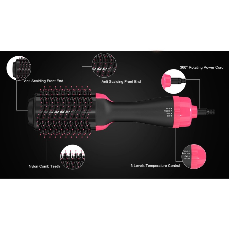 Hair Dryer Hot Air Brush Styler Volumizer Hair Straightener Curler Comb Roller Ceramic Household Use Electric Ion Blow Dryer