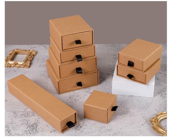 Recyclable Cardboard Packaging Boxes , Hard Rigid Drawer Box Packaging With Ribbon