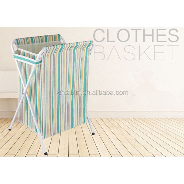 Alu Pipe Polyester Dirty Clothes Basket With Cover Foldable Laundry Hamper