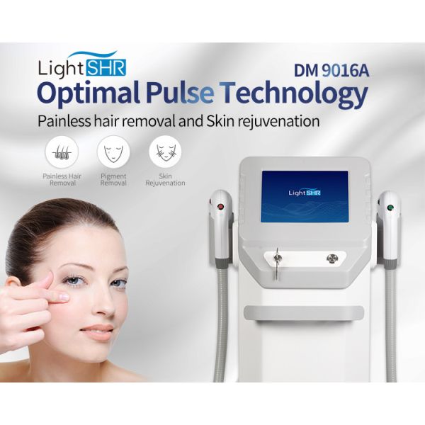 Eliminación de vello Rejuvenecimiento de la piel SHR IPL máquina de belleza 2000W con 2 asas