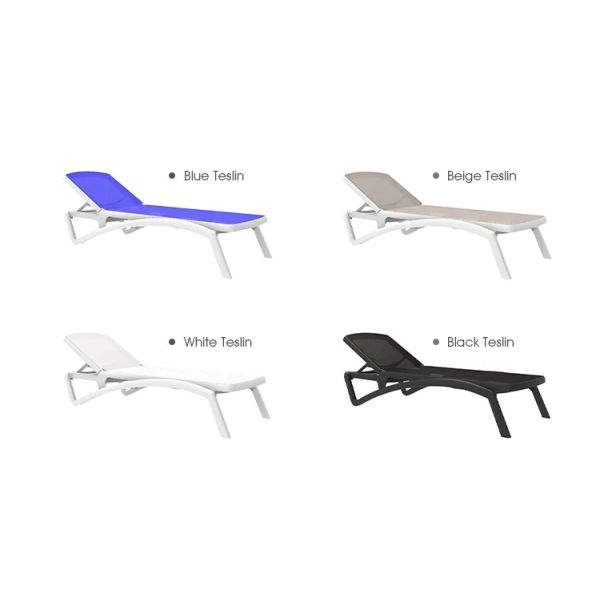 Outdoor Garden Plastic Teslin Stackable Chaise Sun Lounger Chair for Hotel Beach Patio
