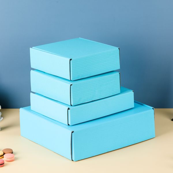 Custom Logo Printed Foldable Blue Thick Cardboard Paper Shipping Boxes for Clothes Shoes