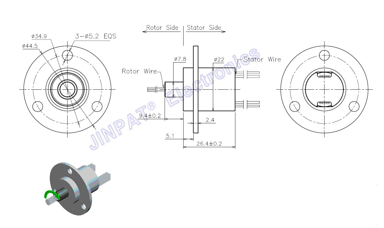 Mini Slip Ring 240 VAC 12 цепей 2A 300 оборотов в минуту, независимый дизайн патент