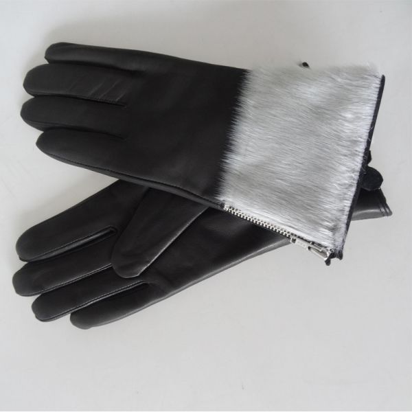 Sheepskin Womens Soft Leather Gloves Wool Lining Simple Classic Style