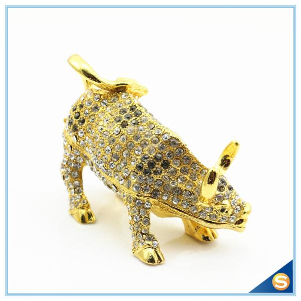 Wall Street Full Of Rhinestone Lucky Cattle Trinket Box Decoration Animal Trinket Box SCJ415