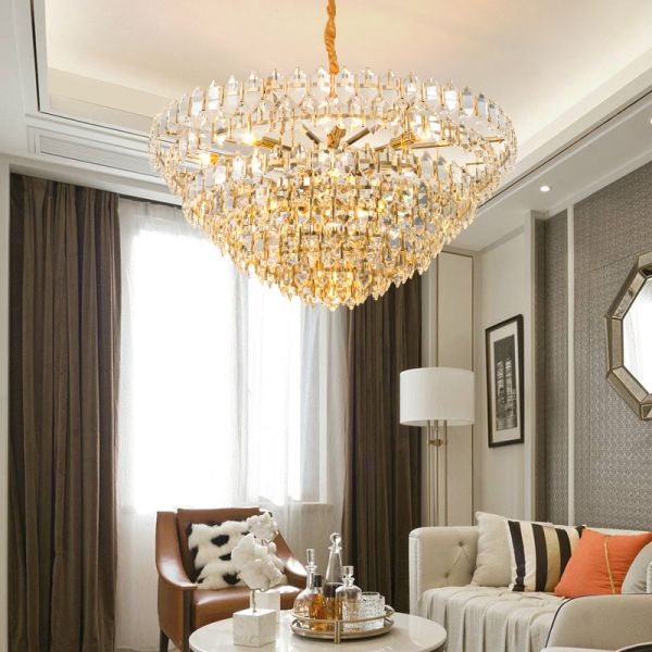 Luxury Crystal Pendant Ceiling Light Gold For Living Room Sitiing Room Decor