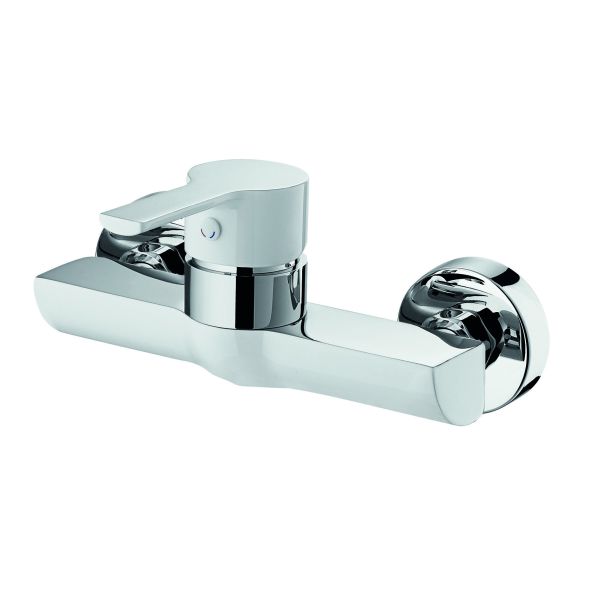 Настенный смеситель для душа, смеситель для ванной, латунь, одна ручка, хром и белый