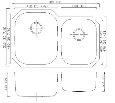 Почищенная щеткой поверхностная двойная толщина кухонной раковины 16Г Ундермоунт таза
