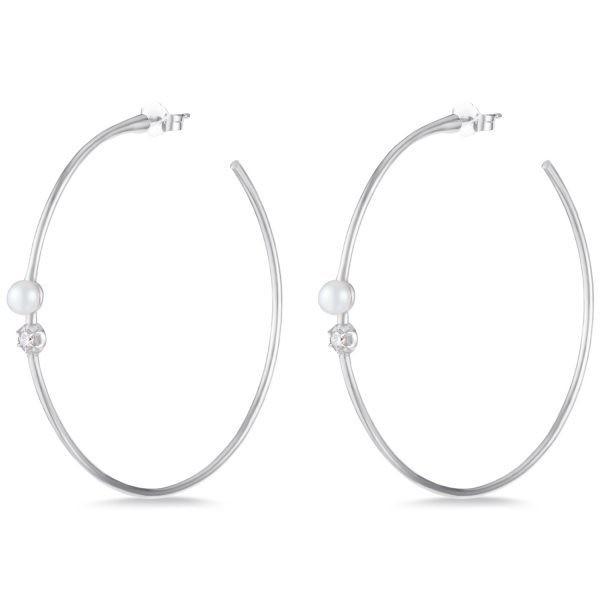 925 Sterling Silver Hoop Earrings 4mm-4.5mm Freshwater Pearl Earrings