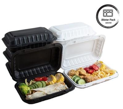 Takeaway PP Disposable Plastic Lunch Box Meal Prep Clamshell Hinged Lid Design