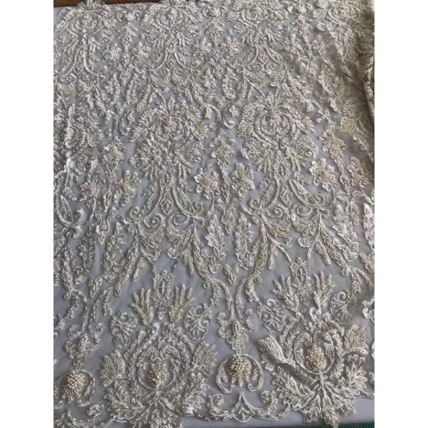 Ткань шнурка Бридал жемчуга тяжелая вышитая бисером, шнурок платья свадьбы отбортованный вышитый