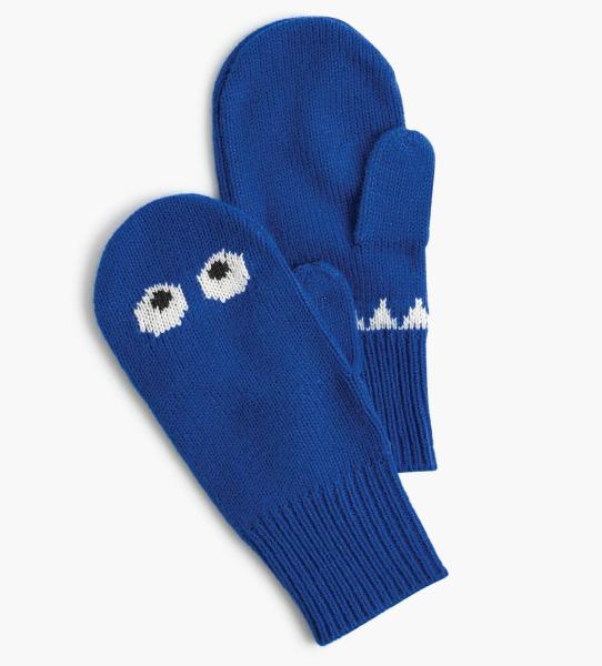 Cute Blue Knitted Mitten Gloves , Boy ' S 100 % Acrylic Hand Warmer Mittens