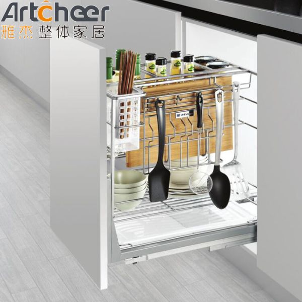 Stainless Steel Kitchen Basket with 304# Material Grade and Modern Design for Cabinet Organizer