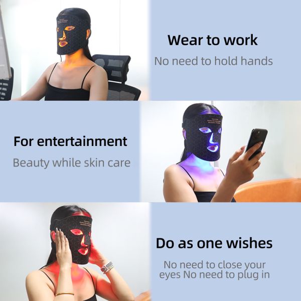 4 Color Light Silicone LED Light Face Therapy Mask for Acne Treatment Energy 46mv/cm2