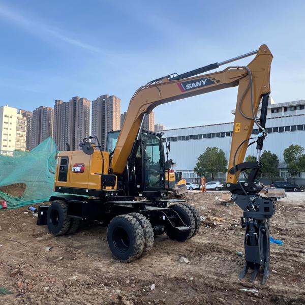 New Arrival Used SANY SY75W Wheel Type 7 Ton Secondhand Hydraulic Mini Wheel Excavator