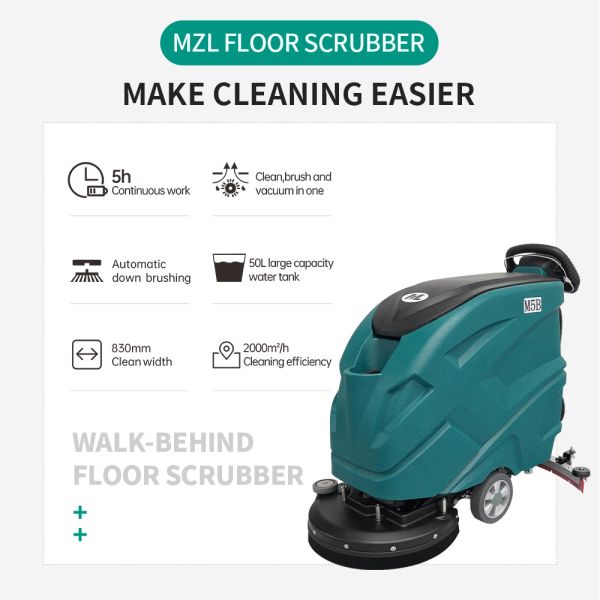 Mechancial Battery Powered Walk Behind Floor Scrubber Cleaning Machine Buffer 50L