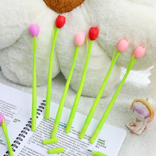 Color Changing Flower Pens - Pack Of 30 Ballpoint Pens Creative Gel Ink Rollerball Pen For School Home Office Stationery Store Kids Girls Gift, Black 0.38mm (Tulip)