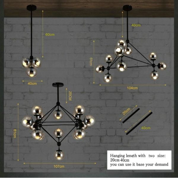 5,10,15,21 head bulbs DNA bubble glass ball pendant light magic bean pendant light