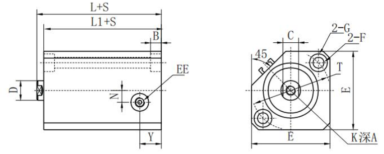 QGY Compact Air Cylinder heavy type Direct installation