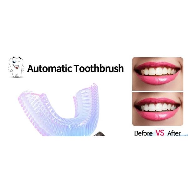 Food Grade Silicone ABS Ultrasonic Tooth Cleaner IPX7 360 U Shaped Toothbrush