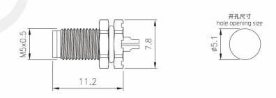 M5 Мужчина Задняя монтажная розетка сварка винт M5 * 0,5 3/4pin 20A IP67